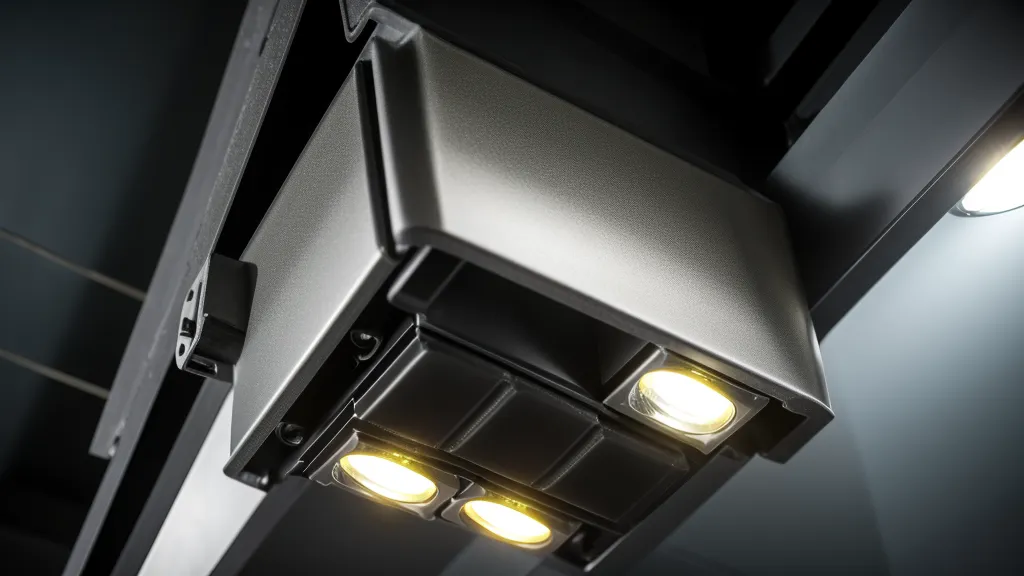LED-Baustrahler auf Stativ bei Regen als Teil der geplanten Baustellenbeleuchtung im Winterbau