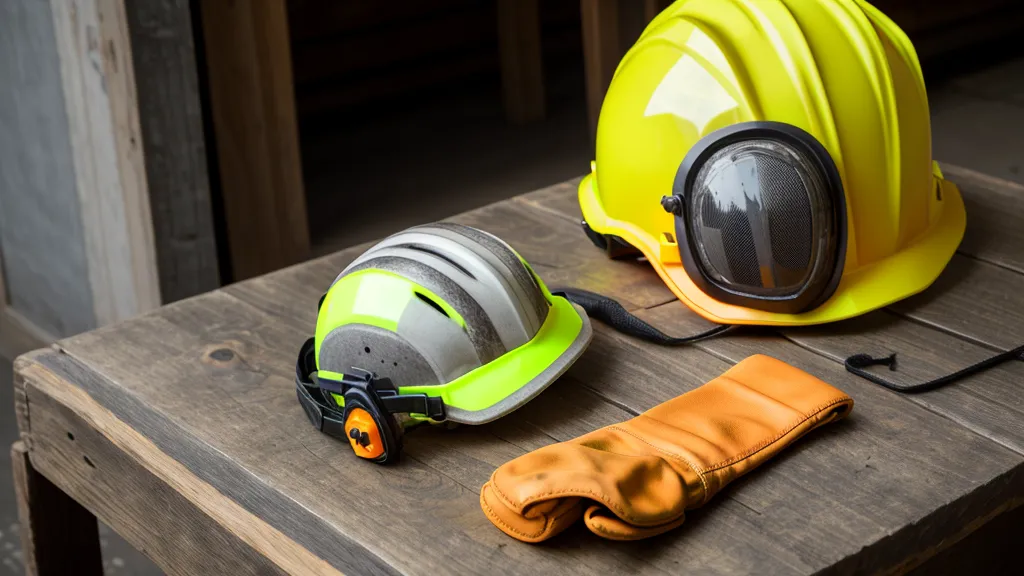 Materiallagerung auf der Baustelle: mit Stahlketten gesicherte Gasflaschen im morgendlichen Nebel