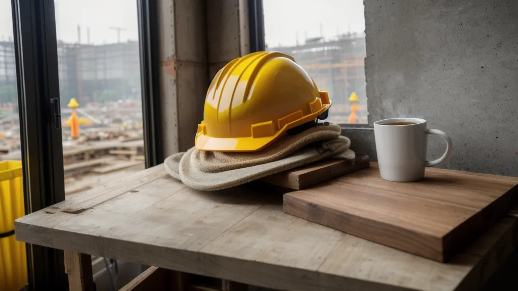 Tablet und Zollstock nach der Nachtragserfassung im digitalen Bautagebuch auf der Baustelle